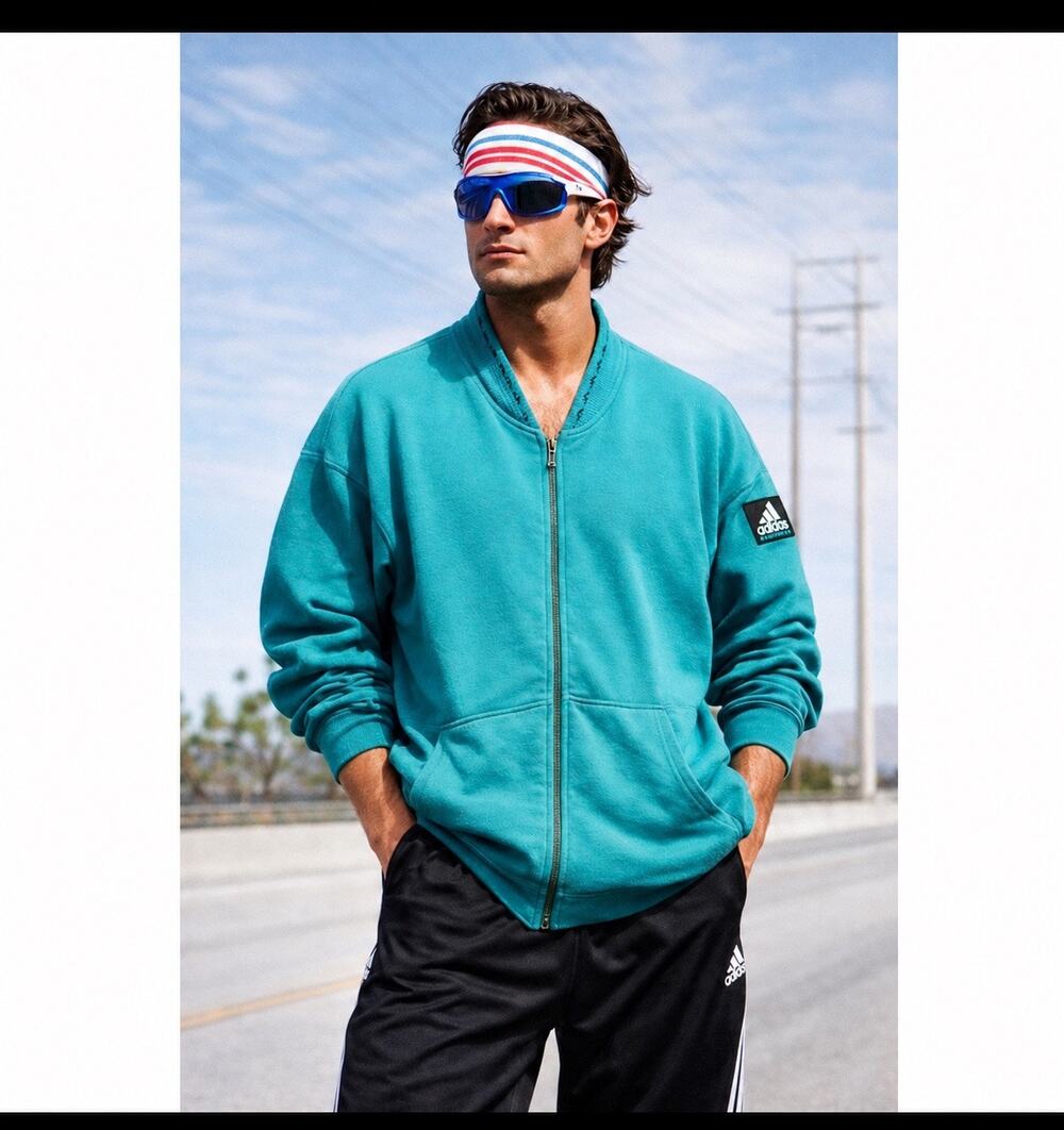 Vintage ADIDAS Equipment Track Jacket Mens Medium Green Logo 1990s